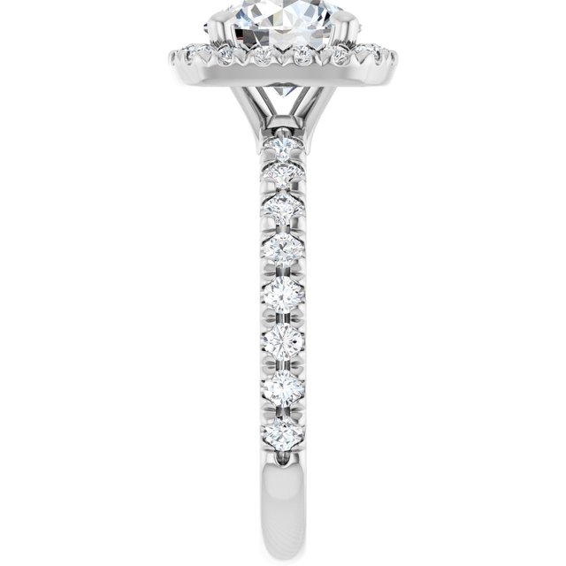 KRISTIANA Halo Round Engagement Ring with Shoulder Diamonds - Platinum - View 4