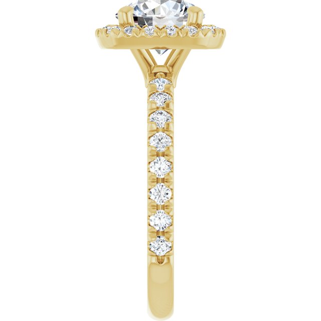 KRISTIANA Halo Round Engagement Ring with Shoulder Diamonds - 18K Yellow Gold - View 4