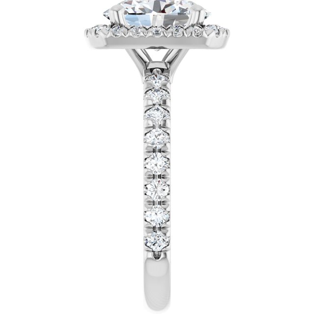 KRISTIANA Halo Oval Engagement Ring with Shoulder Diamonds - Platinum - View 4