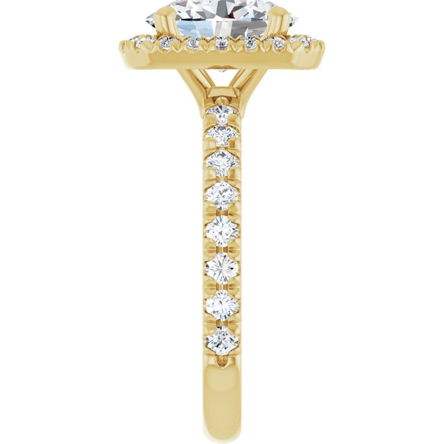 KRISTIANA Halo Oval Engagement Ring with Shoulder Diamonds - 18K Yellow Gold - View 4