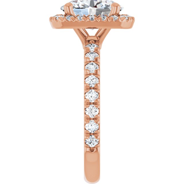 KRISTIANA Halo Oval Engagement Ring with Shoulder Diamonds - 18K Rose Gold - View 4