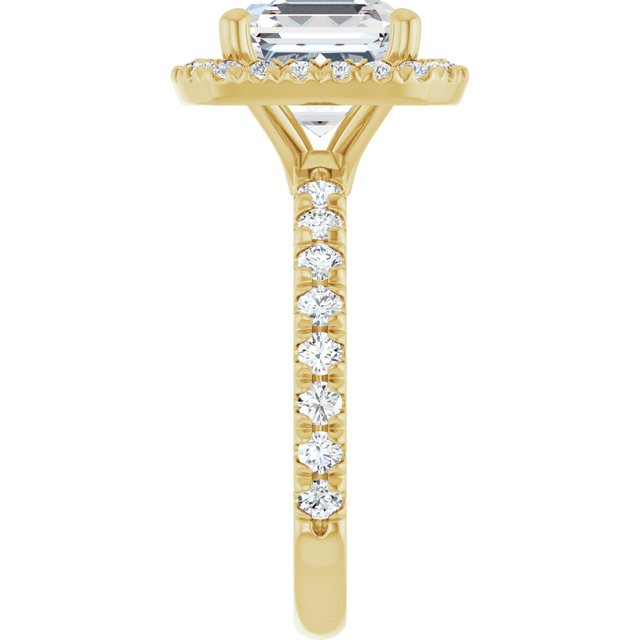 KRISTIANA Halo Asscher Engagement Ring with Shoulder Diamonds - 18K Yellow Gold - View 4