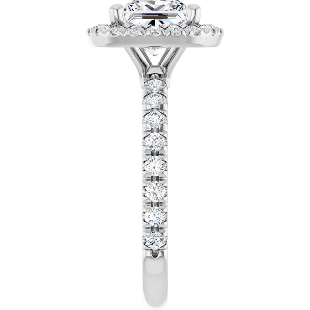 KRISTIANA Halo Square Engagement Ring with Shoulder Diamonds - Platinum - View 4