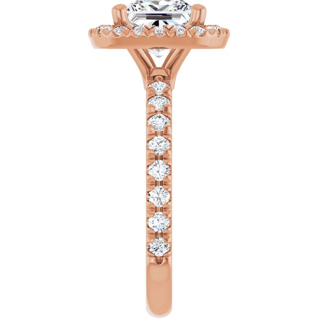 KRISTIANA Halo Square Engagement Ring with Shoulder Diamonds - 18K Rose Gold - View 4