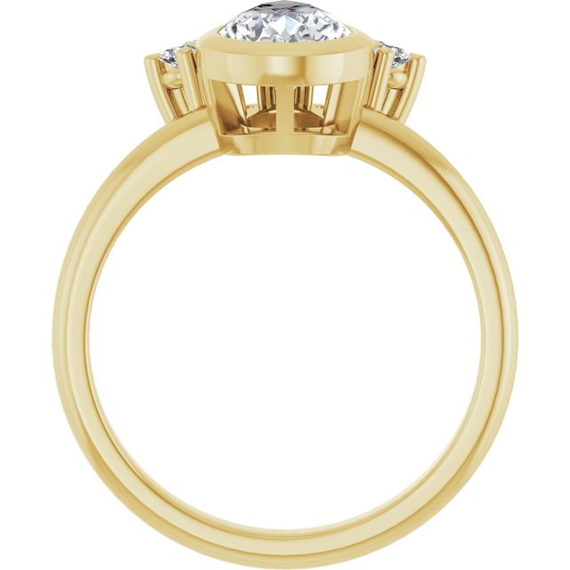 NATALIA Bezel Set Pear Engagement Ring with Half Halo Claw Set - 18K Yellow Gold - View 2
