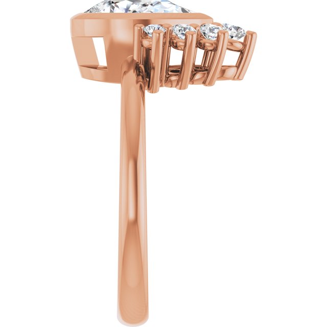 NATALIA Bezel Set Pear Engagement Ring with Half Halo Claw Set - 18K Rose Gold - View 4
