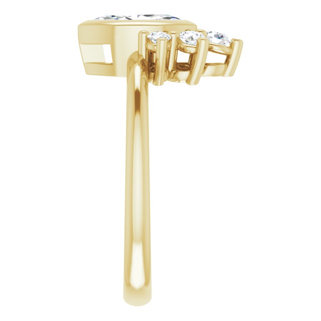 NATALIA Bezel Set Marquise Engagement Ring with Half Halo Claw Set - 18K Yellow Gold - View 4