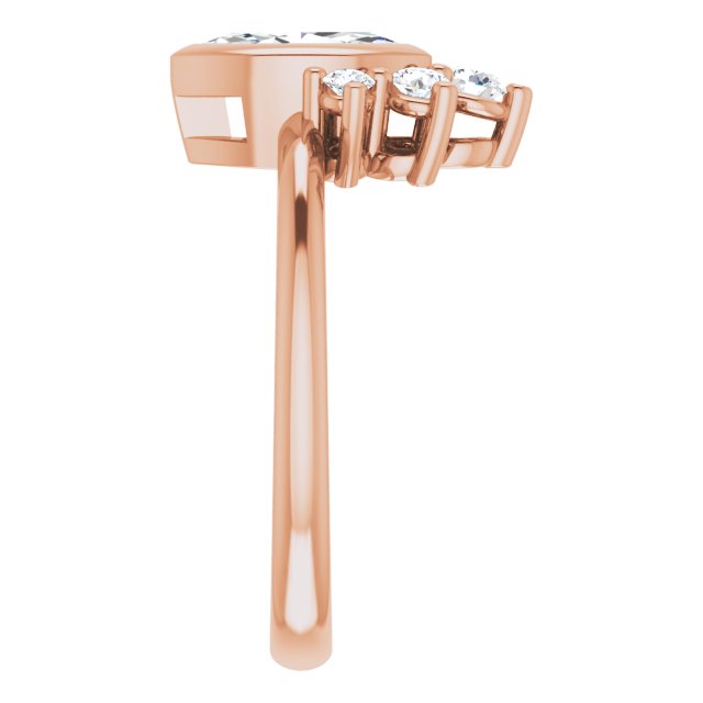 NATALIA Bezel Set Marquise Engagement Ring with Half Halo Claw Set - 18K Rose Gold - View 4