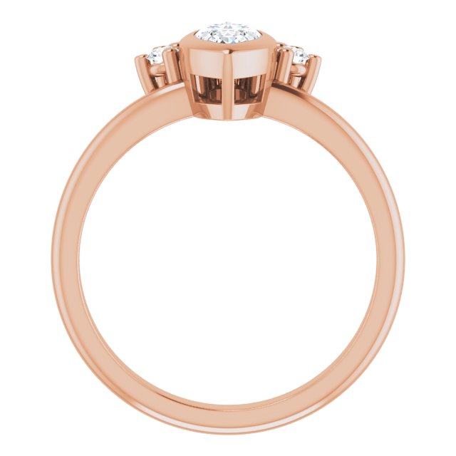 NATALIA Bezel Set Marquise Engagement Ring with Half Halo Claw Set - 18K Rose Gold - View 2