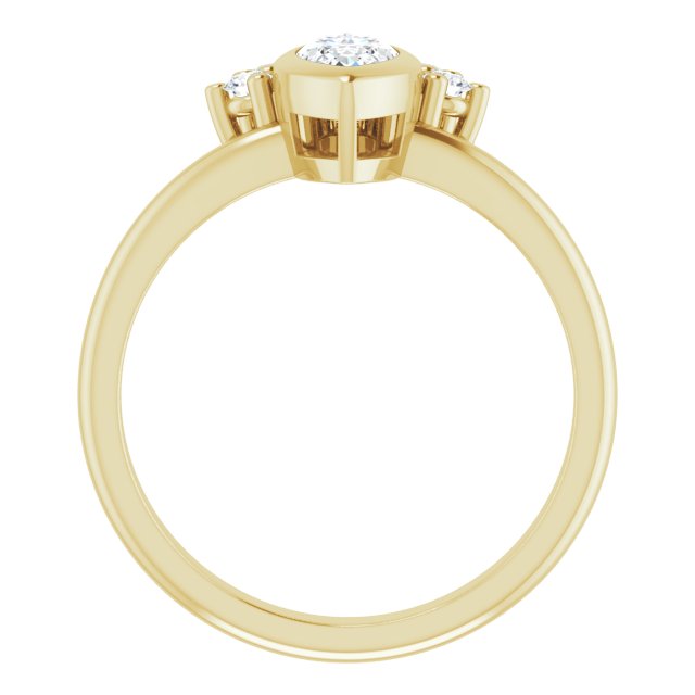 NATALIA Bezel Set Marquise Engagement Ring with Half Halo Claw Set - 18K Yellow Gold - View 2