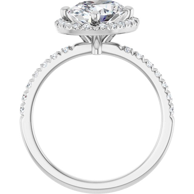 JORDAN Off-Centre Halo Oval Engagement Ring with Shoulder Diamonds - Platinum - View 2