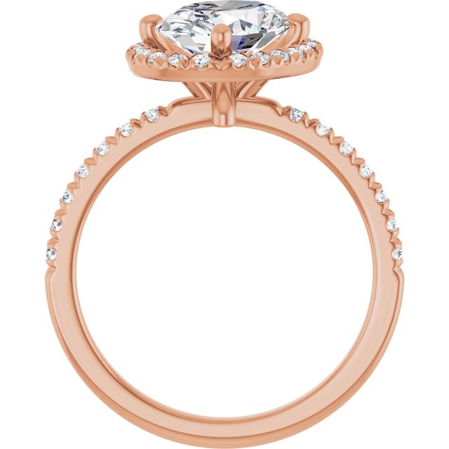 JORDAN Off-Centre Halo Oval Engagement Ring with Shoulder Diamonds - 18K Rose Gold - View 2