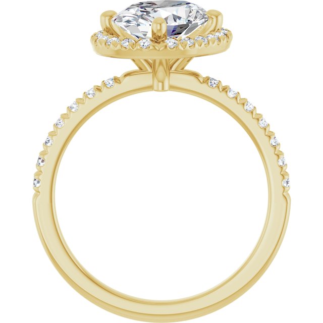 JORDAN Off-Centre Halo Oval Engagement Ring with Shoulder Diamonds - 18K Yellow Gold - View 2