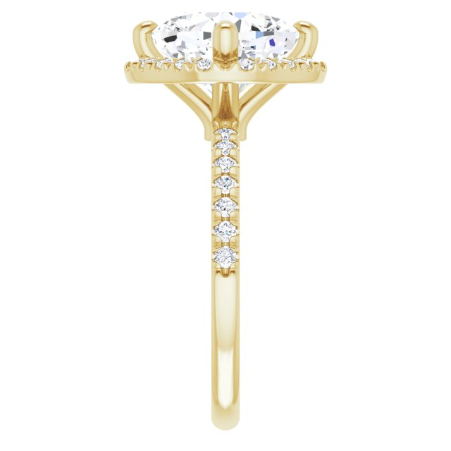 JORDAN Off-Centre Halo Cushion Engagement Ring with Shoulder Diamonds - 18K Yellow Gold - View 4