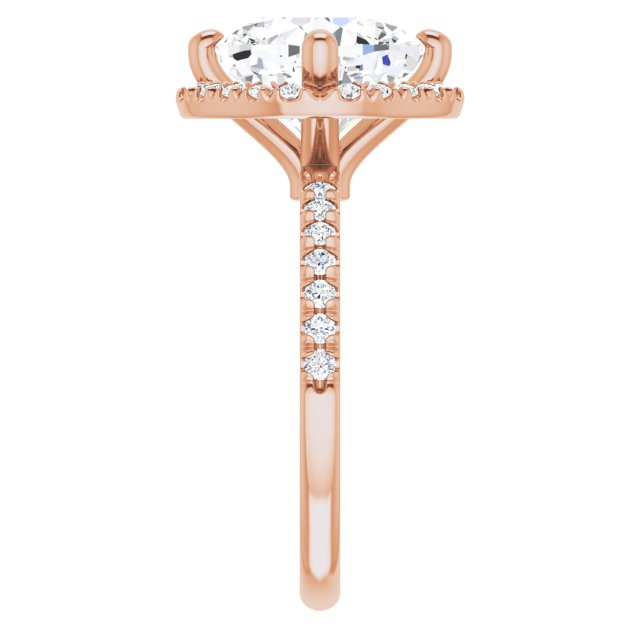 JORDAN Off-Centre Halo Cushion Engagement Ring with Shoulder Diamonds - 18K Rose Gold - View 4