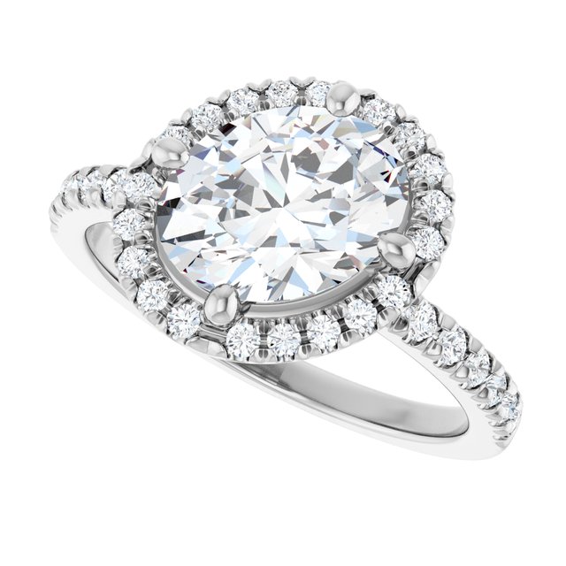 JORDAN Off-Centre Halo Oval Engagement Ring with Shoulder Diamonds - Platinum - View 5