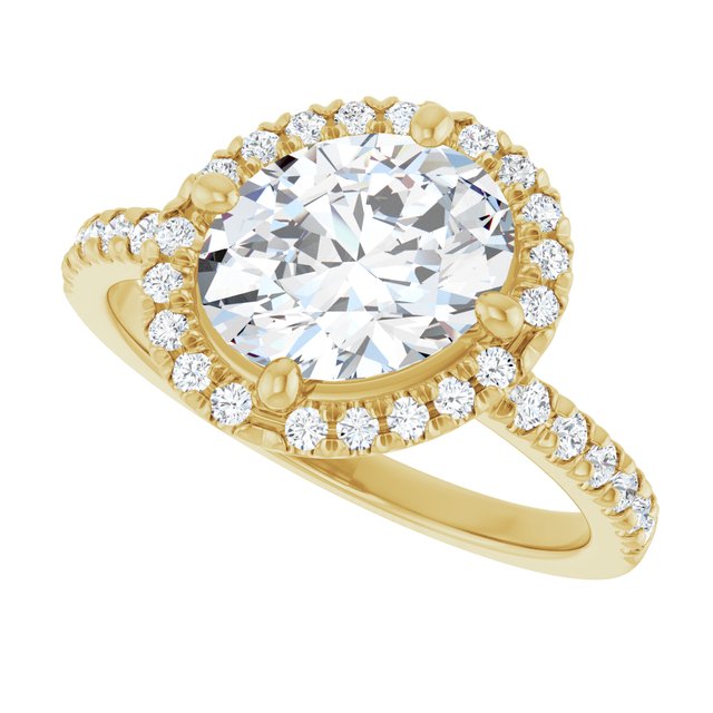 JORDAN Off-Centre Halo Oval Engagement Ring with Shoulder Diamonds - 18K Yellow Gold - View 5
