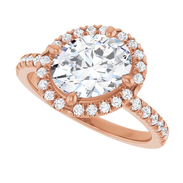 JORDAN Off-Centre Halo Oval Engagement Ring with Shoulder Diamonds - 18K Rose Gold - View 5