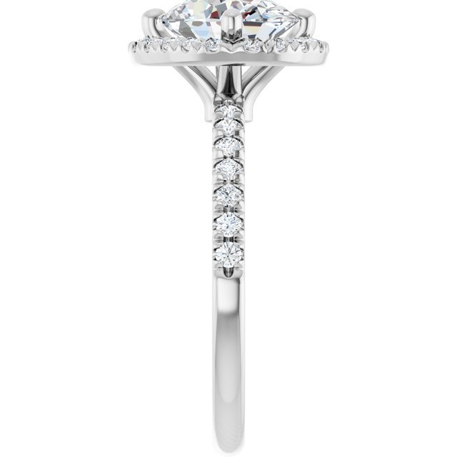 JORDAN Off-Centre Halo Oval Engagement Ring with Shoulder Diamonds - Platinum - View 4