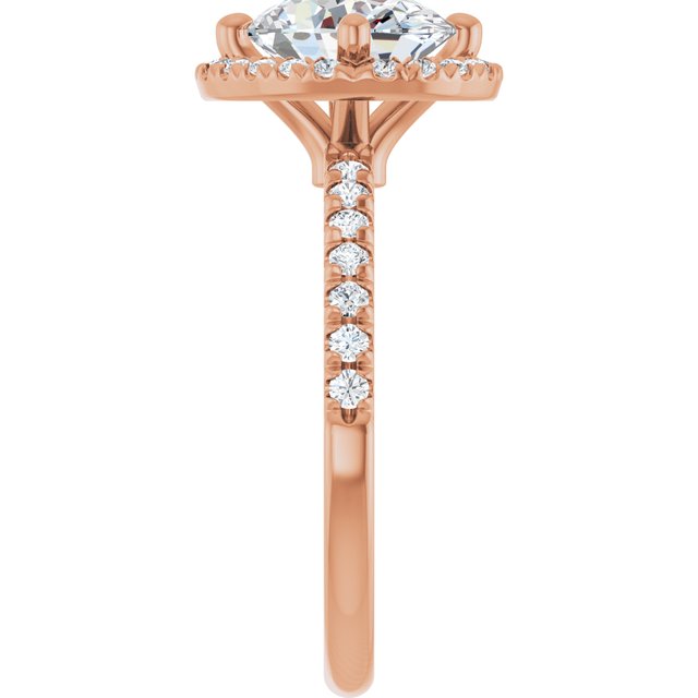 JORDAN Off-Centre Halo Oval Engagement Ring with Shoulder Diamonds - 18K Rose Gold - View 4