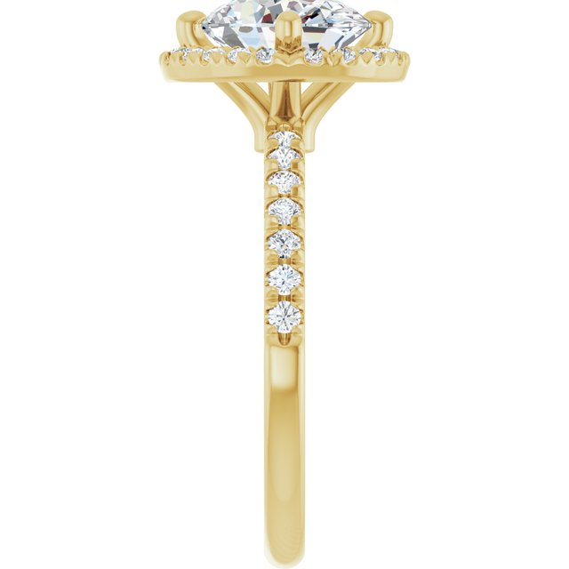 JORDAN Off-Centre Halo Oval Engagement Ring with Shoulder Diamonds - 18K Yellow Gold - View 4