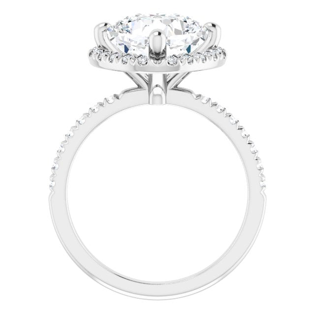 JORDAN Off-Centre Halo Cushion Engagement Ring with Shoulder Diamonds - Platinum - View 2