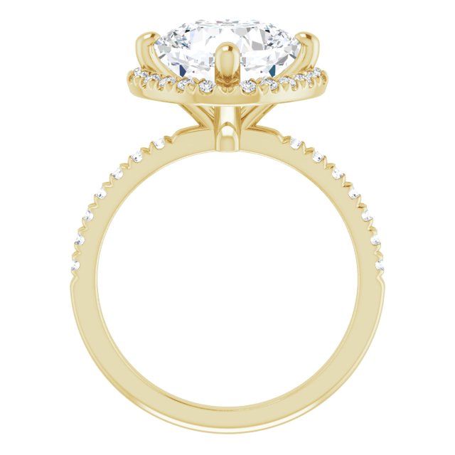 JORDAN Off-Centre Halo Cushion Engagement Ring with Shoulder Diamonds - 18K Yellow Gold - View 2