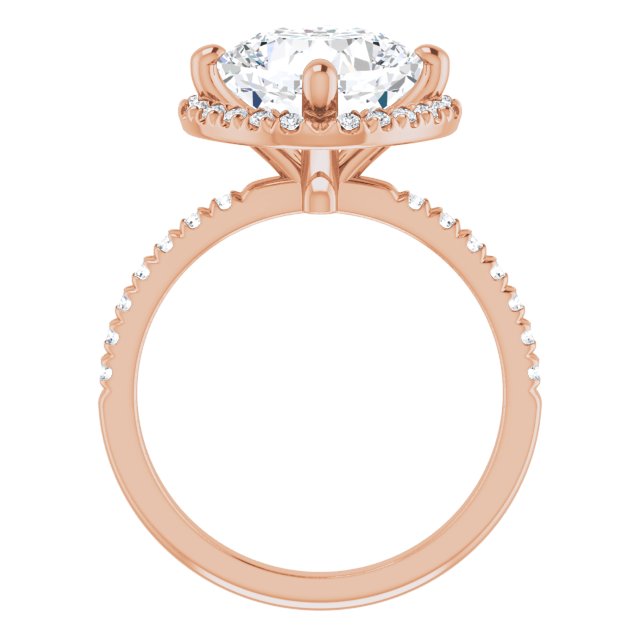JORDAN Off-Centre Halo Cushion Engagement Ring with Shoulder Diamonds - 18K Rose Gold - View 2