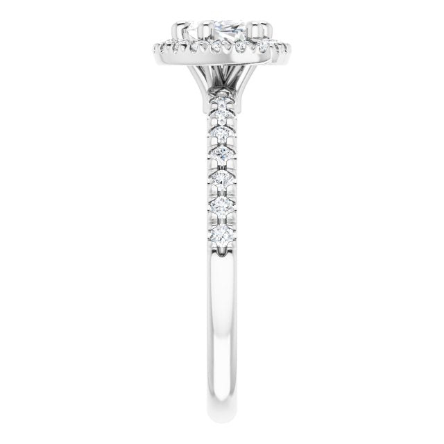 JORDAN Off-Centre Halo Marquise Engagement Ring with Shoulder Diamonds - Platinum - View 4