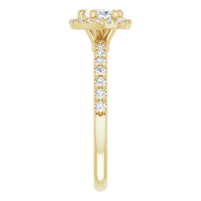 JORDAN Off-Centre Halo Marquise Engagement Ring with Shoulder Diamonds - 18K Yellow Gold - View 4