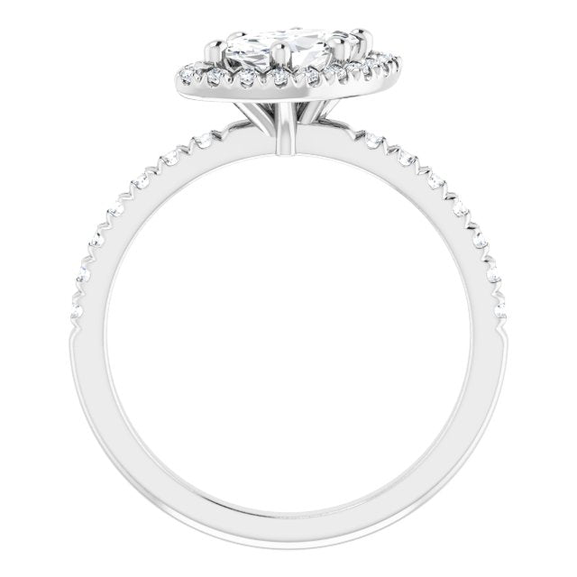 JORDAN Off-Centre Halo Marquise Engagement Ring with Shoulder Diamonds - Platinum - View 2