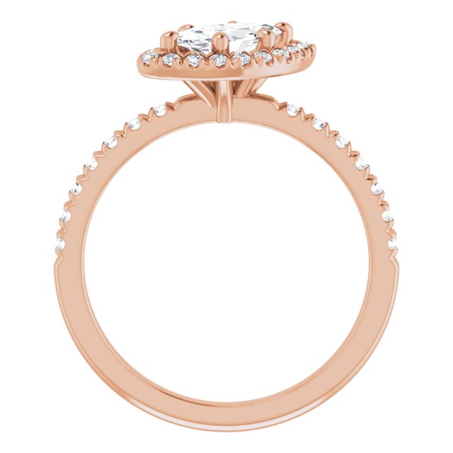 JORDAN Off-Centre Halo Marquise Engagement Ring with Shoulder Diamonds - 18K Rose Gold - View 2