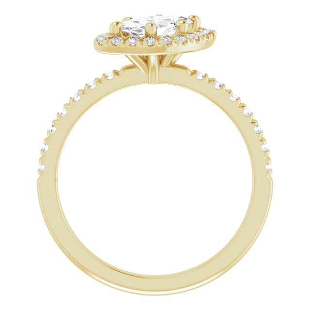 JORDAN Off-Centre Halo Marquise Engagement Ring with Shoulder Diamonds - 18K Yellow Gold - View 2