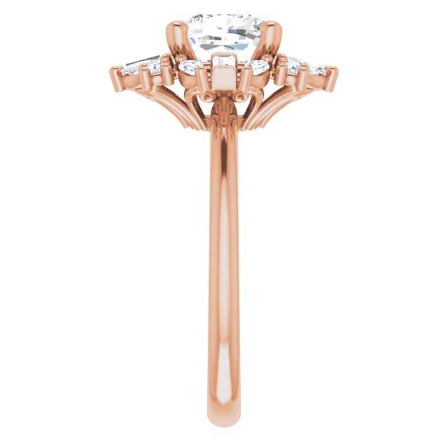 VIOLA Halo Cushion Engagement Ring with Baguette, Round & Marquise Diamonds - 18K Rose Gold - View 4