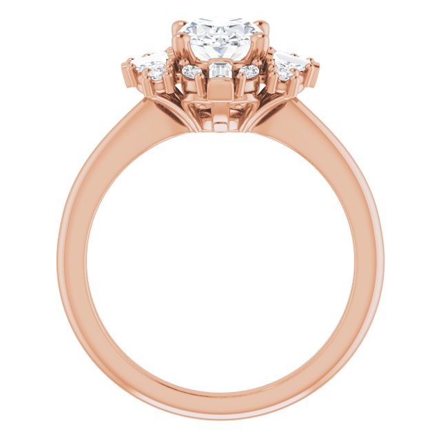 VIOLA Halo Oval Engagement Ring with Baguette, Round & Marquise Diamonds - 18K Rose Gold - View 2