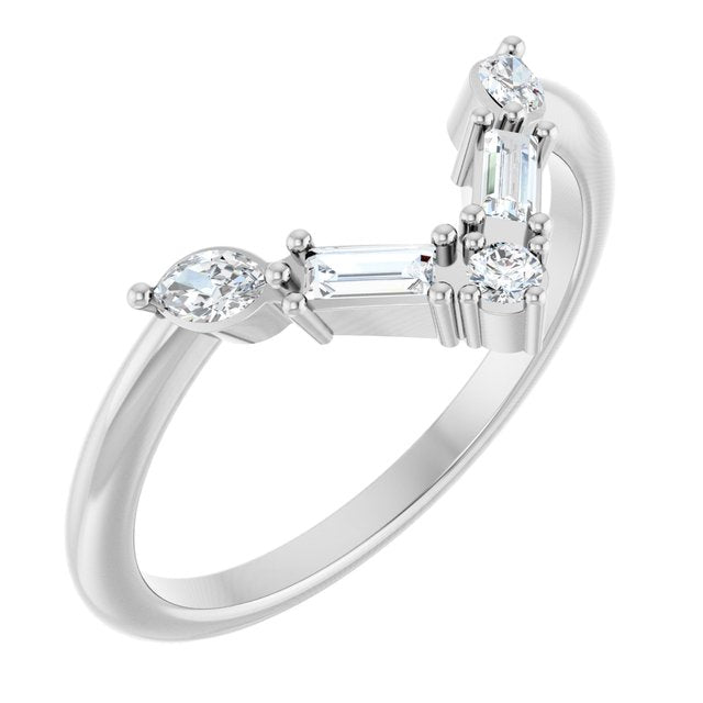 10K White Gold Lab-Grown Diamond 2 mm 10K White 1/4 CTW Lab-Grown Diamond V Bar Ring Jewelry