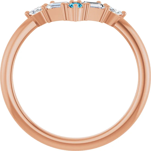 10K White 1/4 CTW Lab-Grown Diamond V Bar Ring