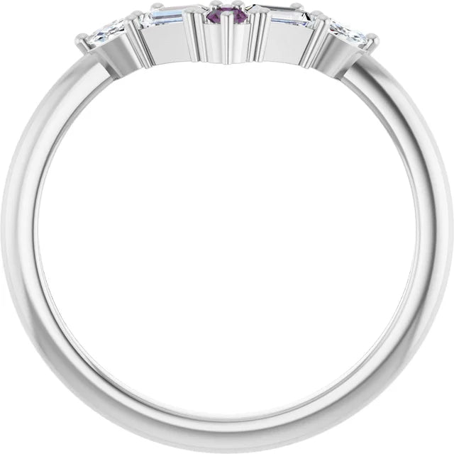10K White 1/4 CTW Lab-Grown Diamond V Bar Ring