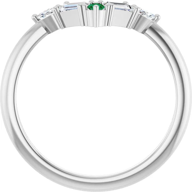 10K White 1/4 CTW Lab-Grown Diamond V Bar Ring