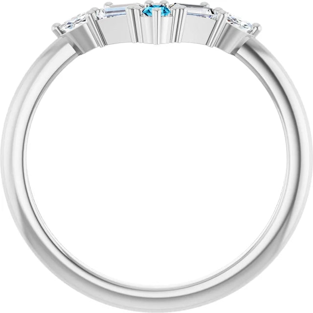 10K White 1/4 CTW Lab-Grown Diamond V Bar Ring