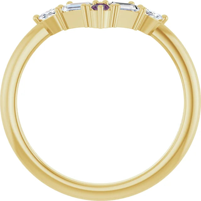 10K White 1/4 CTW Lab-Grown Diamond V Bar Ring