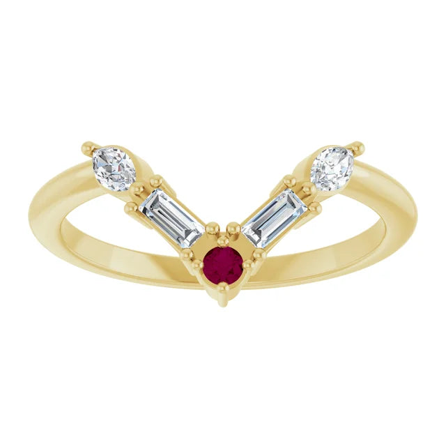 10K White 1/4 CTW Lab-Grown Diamond V Bar Ring
