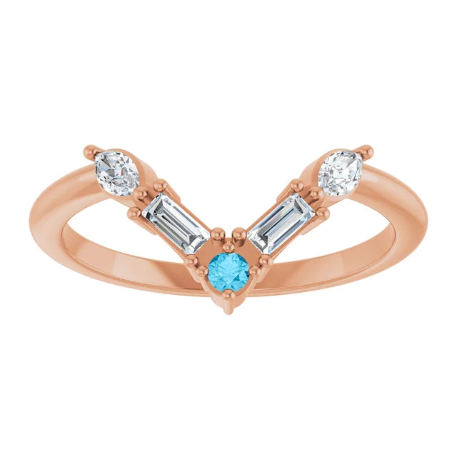 10K White 1/4 CTW Lab-Grown Diamond V Bar Ring