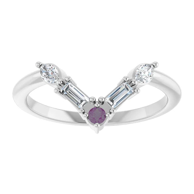 10K White 1/4 CTW Lab-Grown Diamond V Bar Ring