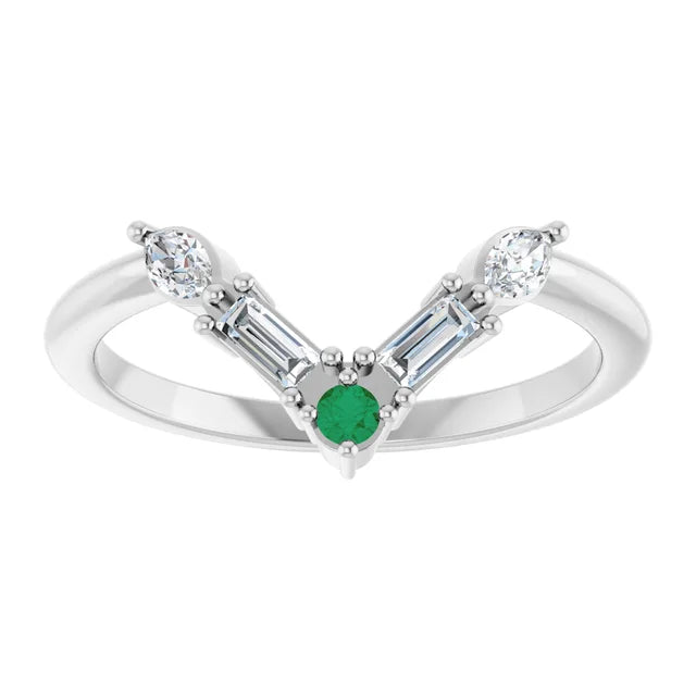 10K White 1/4 CTW Lab-Grown Diamond V Bar Ring