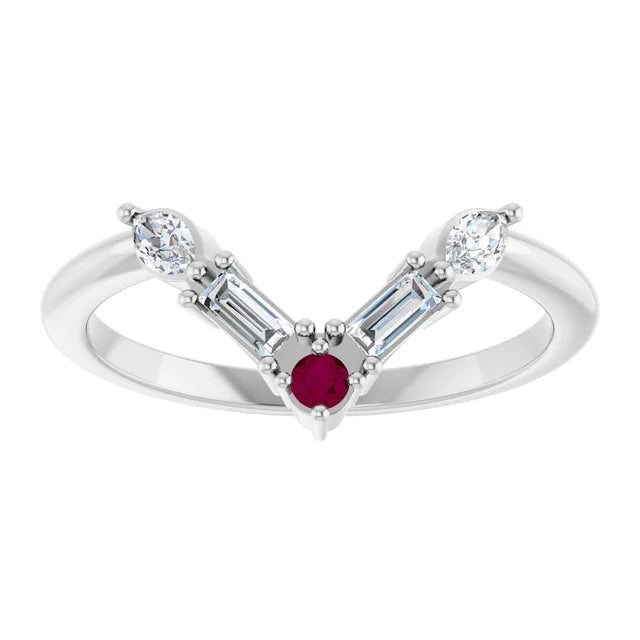 10K White 1/4 CTW Lab-Grown Diamond V Bar Ring