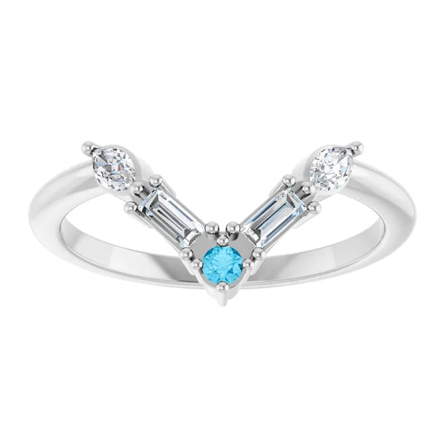 10K White 1/4 CTW Lab-Grown Diamond V Bar Ring