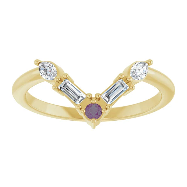 10K White 1/4 CTW Lab-Grown Diamond V Bar Ring