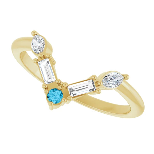10K White 1/4 CTW Lab-Grown Diamond V Bar Ring