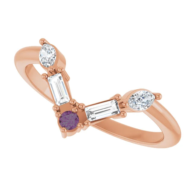 10K White 1/4 CTW Lab-Grown Diamond V Bar Ring